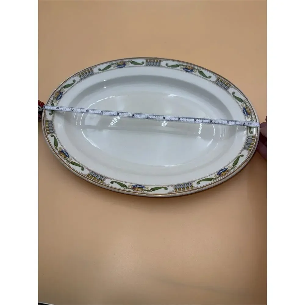 Antique 1891-1914 W.H. Grindley “antique Green” 2 Porcelain Pieces Green/Gold